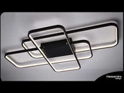 Lustra LED IANUSIS cu telecomanda  95W, 3 Elemente, lumina Rece/Calda/Neutra, Dimabila, Negru
