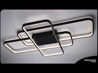 Lustra LED IANUSIS cu telecomanda  95W, 3 Elemente, lumina Rece/Calda/Neutra, Dimabila, Negru