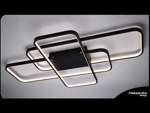 Lustra LED IANUSIS cu telecomanda  95W, 3 Elemente, lumina Rece/Calda/Neutra, Dimabila, Negru