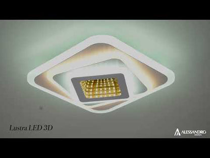 Lustra LED NEXA 3D 46W, Patrata, lumina Rece/Calda/Neutra , Alb