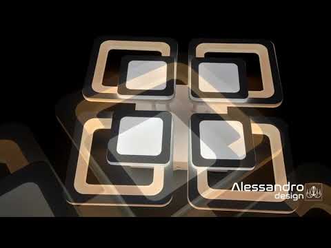 Lustra LED cu telecomanda SUSAN 96W, 4 Patrate, lumina Rece/Calda/Neutra, Dimabila, Alb