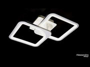 Lustra LED cu telecomanda ZOE 41W, 2 Patrate,  lumina Rece/Calda/Neutra, Dimabila, Alb