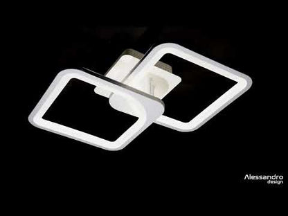 Lustra LED cu telecomanda ZOE 41W, 2 Patrate,  lumina Rece/Calda/Neutra, Dimabila, Alb