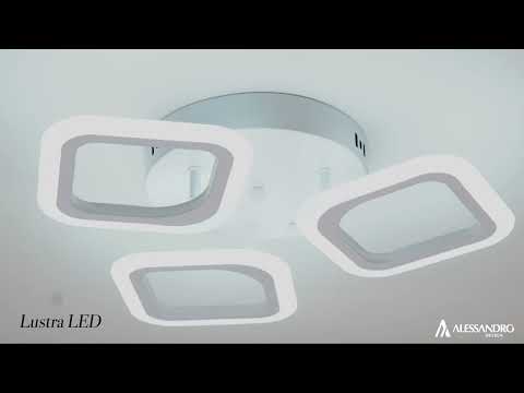 Lustra LED ERIKA 20W, 3 Patrate, Lumina Calda/Neutra/Rece, Alb, Metal si Acril
