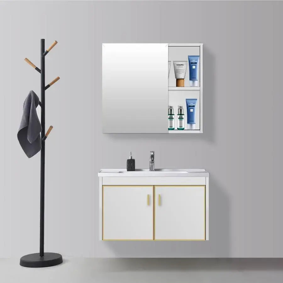 Set Mobilier cu oglinda Baie, Alb, PVC, T356/80 Mobilier Baie Default Title Alessandro Design