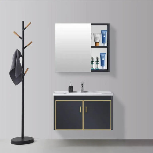 Set Mobilier cu oglinda Baie, Negru, PVC, T346/60 Mobilier Baie Default Title Alessandro Design