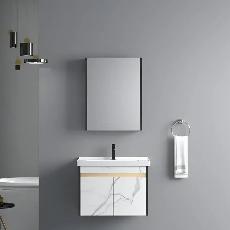 Set Mobilier cu oglinda pentru Baie 61x48cm 3 Piese Alb Default Title Alessandro Design