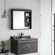 Set Mobilier MARBLE pentru Baie, Dulap Lavoar+Dulap Oglinda 80cm, 2 Piese, Negru Mobilier Baie Default Title Alessandro Design