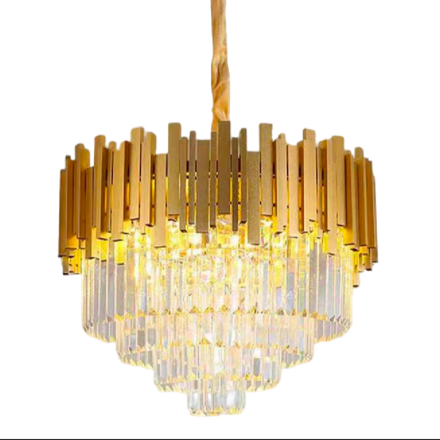 Candelabru Cristal BLOIS Eleganza, Diametru 50cm, 8x E14, Auriu Lucios, Inaltime Reglabila Candelabre Cristal Default Title Alessandro Design