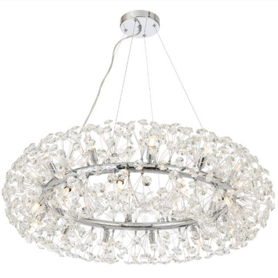 Candelabru Cristal MINUET 12x G9, Diametru 60cm, Argintiu Lucios, Inaltime Reglabila Candelabre Cristal Default Title Alessandro Design