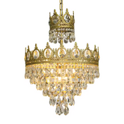 Candelabru Cristal REGALITE Petito, 3XE14, Diametru 26cm, Auriu Lucios, Inaltime Reglabila